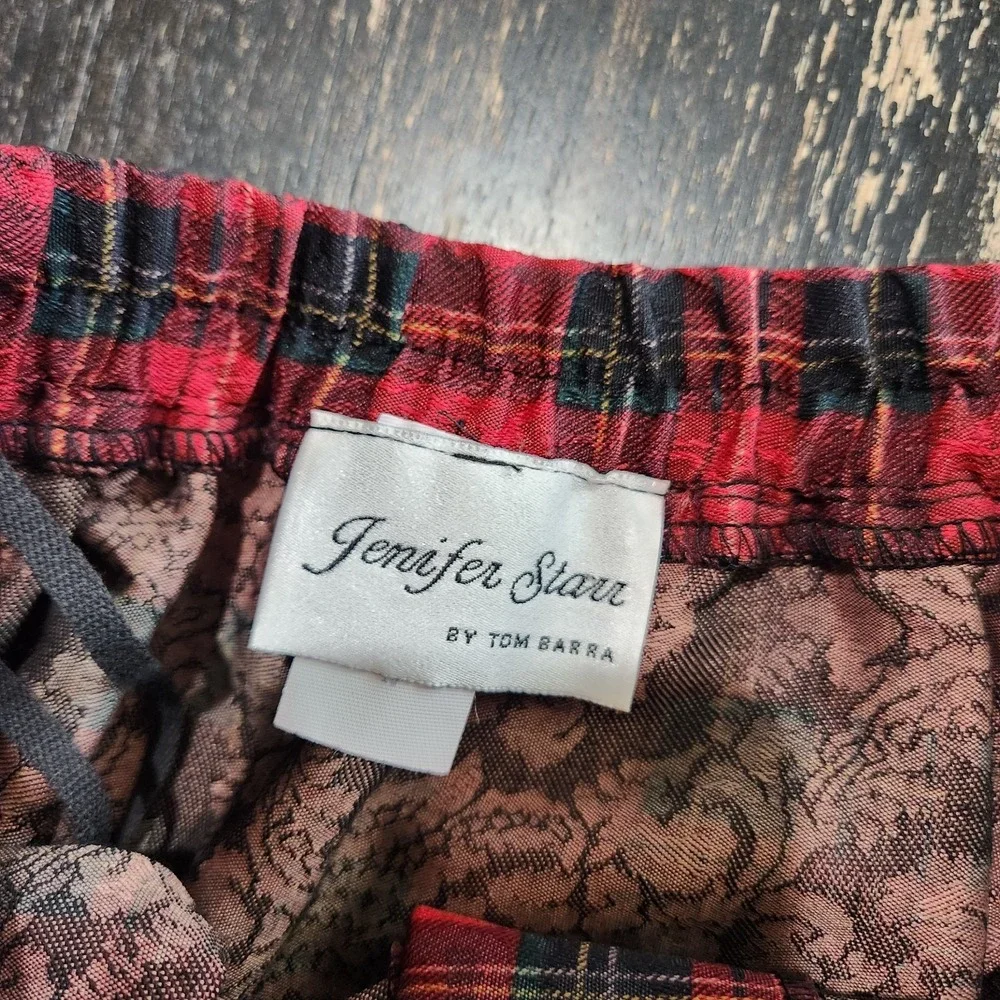 Vintage 80s Red Plaid Midi Pocket Skirt S/M 25